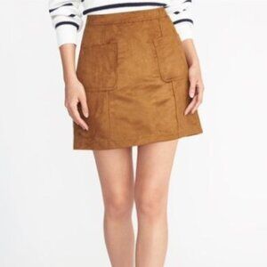 NWT Old Navy Faux Suede Utility A-Line Mini Skirt - Size 0.